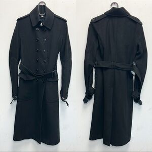 Burberry black Virgin wool belted Coat